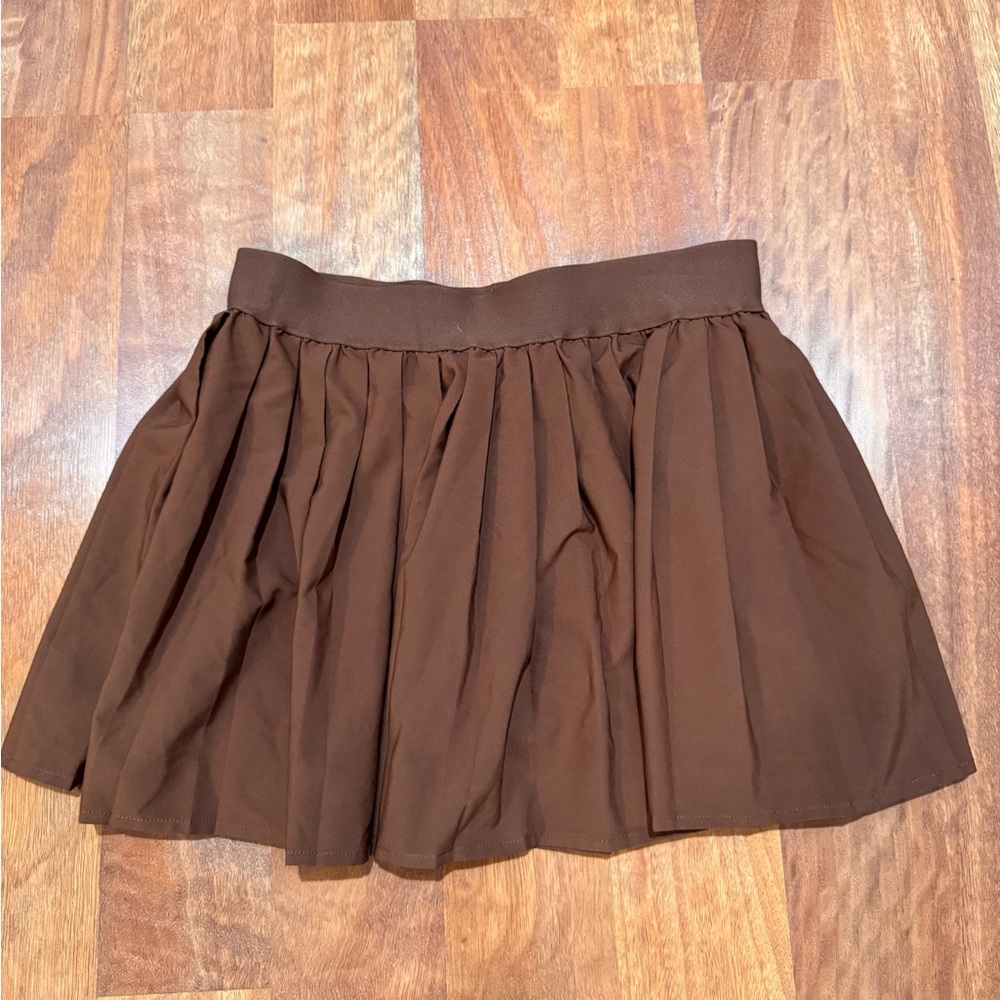 Rue21 Chocolate Brown pleated Skater Skirt skort medium
